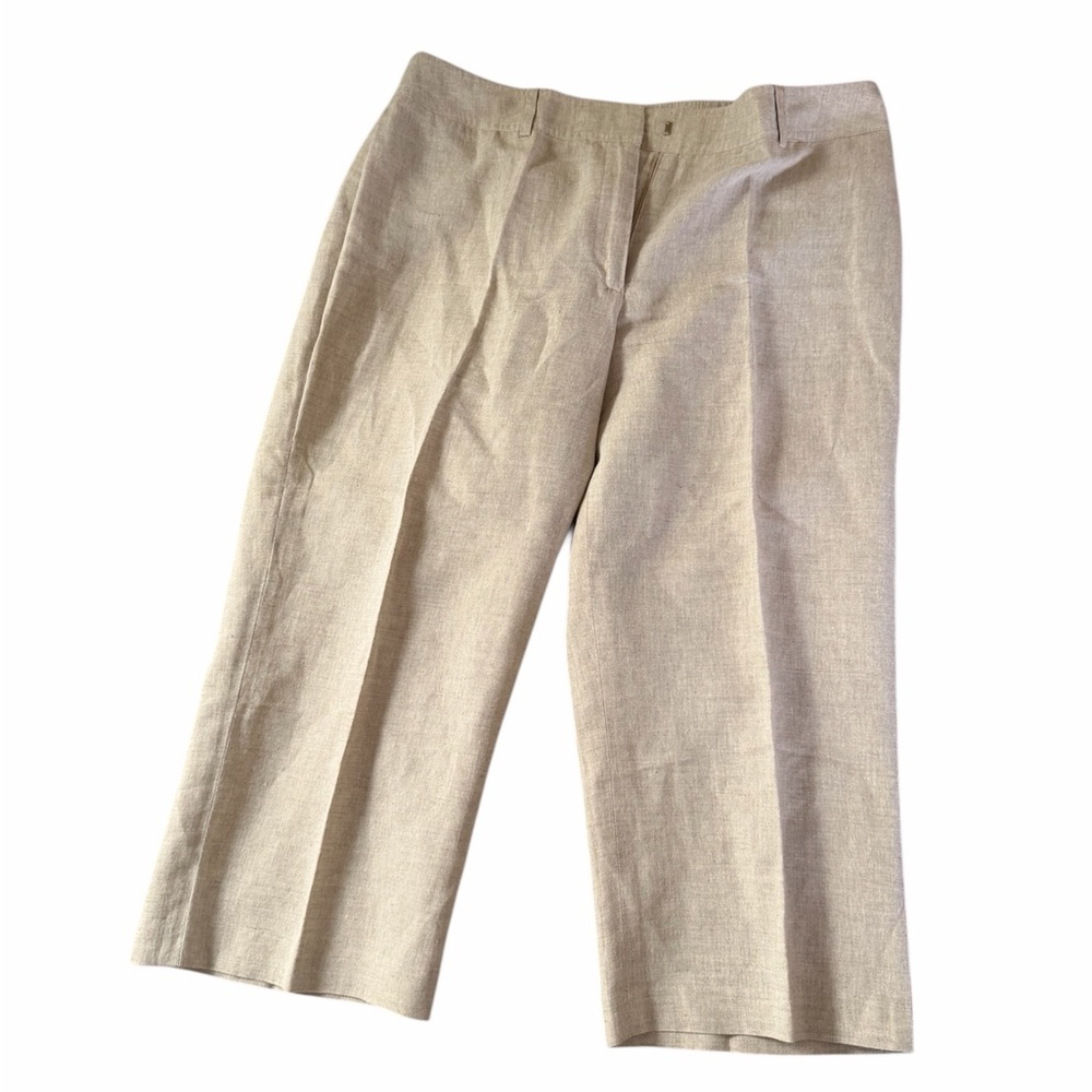 Alfani Linen & Cotton Blend Wide Leg Cropped Pants - Beige